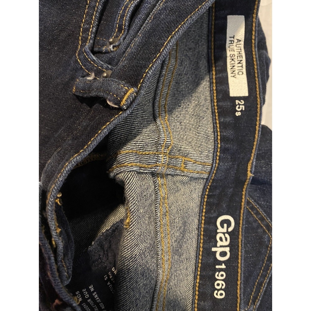 GAP 1969 Skinny Jeans Size 25 Short Blue Stretch Distressed Hem - Picture 7 of 10